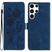 Samsung Galaxy S25 Ultra 5G Leather Case, Rose Embossed, Dark Blue - 1