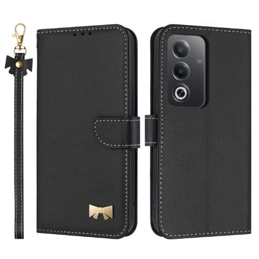 OPPO A5/A3 Global Leather Phone Case with Hand Strap - Black - 1