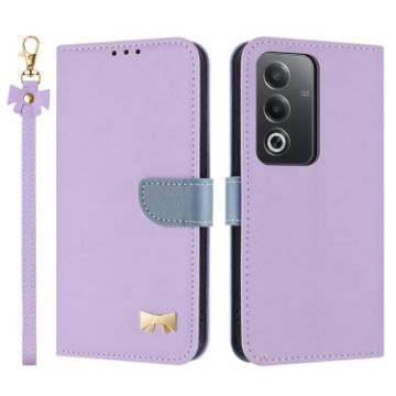 OPPO A5/A3 Global Leather Phone Case with Hand Strap - Purple - 1