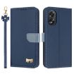 OPPO A38/A18 Dark Blue Leather Phone Case with Hand Strap - 1