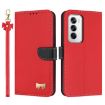 OPPO Reno12 5G Red Leather Phone Case with Hand Strap & Metal Bow - 1