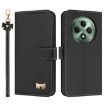 OPPO Reno12 F Global Black Leather Phone Case with Hand Strap - 1
