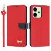 OPPO Reno14 5G Red Leather Phone Case with Metal Bow & Hand Strap - 1