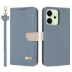 OPPO Reno14 5G Light Blue Leather Phone Case with Hand Strap - 1