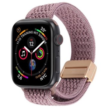 Magnetic Buckle Nylon Watch Band for Apple Watch 46/49/45/44mm - Smoky Purple - 1