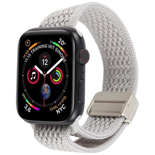 Apple Watch Band 46/49/45/44mm Magnetic Buckle Nylon Pearl White - 1