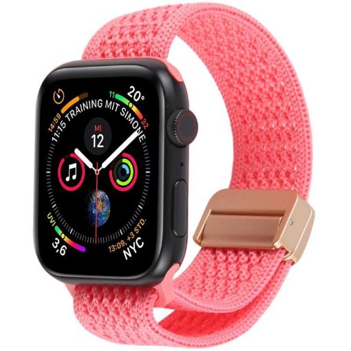 Apple Watch Band 42/41/40/38mm Magnetic Buckle Nylon Pink Strap - 1
