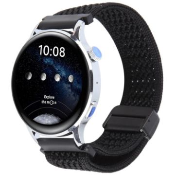 18mm Magnetic Buckle Knitted Nylon Watch Band - Black, Breathable Strap - 1
