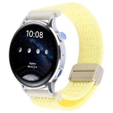 Light Yellow 18mm Magnetic Buckle Knitted Nylon Watch Band - 1
