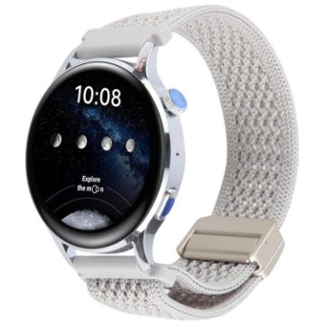 Pearl White 18mm Magnetic Buckle Knitted Nylon Watch Band - 1