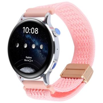 Bright Pink 18mm Magnetic Buckle Knitted Nylon Watch Band - Breathable - 1
