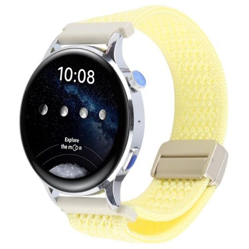 Light Yellow 20mm Magnetic Buckle Knitted Nylon Watch Band - 1