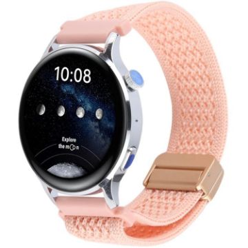 22mm Dark Pink Sand Magnetic Buckle Knitted Nylon Watch Band - 1