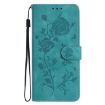 Samsung Galaxy F16 Green Leather Case with Rose Flower Embossing - 2