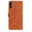 Samsung Galaxy F16 Brown Leather Case with Rose Flower Embossing Pattern - 3