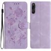 Samsung Galaxy F16 Light Purple Rose Embossing Leather Phone Case - 1