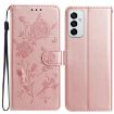 Samsung Galaxy M23 Rose Flower Embossed Leather Case Rose Gold - 1