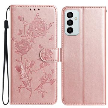 Samsung Galaxy M23 Rose Flower Embossed Leather Case Rose Gold - 1