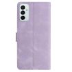 Samsung Galaxy M23 Light Purple Rose Embossed Leather Phone Case - 3