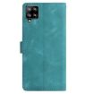 Samsung Galaxy M32 Green Leather Case with Rose Flower Embossing - 3