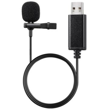 USB Lavalier Microphone for Laptop - 2m Length, Live Conference Recording - 1