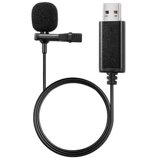 USB Lavalier Microphone for Laptop - 2m Length, Live Conference Recording - 1