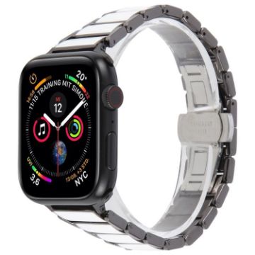 Apple Watch Band 46/49/45/44mm Three Beads Ceramic Steel 18mm Black White - 1