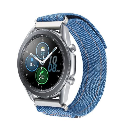 Kalebol 18mm Nylon Loop Denim Watch Band - Royal Blue Fastener - 1