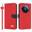 Realme 12 Pro 5G/P1 Pro Red Metal Bow Leather Case with Hand Strap - 1