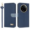 Realme 14 Pro 5G Dark Blue Leather Phone Case with Hand Strap - 1