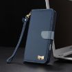 Realme 14 Pro 5G Dark Blue Leather Phone Case with Hand Strap - 8