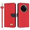 Realme 14 Pro+ 5G Red Metal Bow Leather Case with Hand Strap - 1