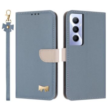 Realme C65 4G Global Leather Phone Case with Hand Strap - Light Blue - 1