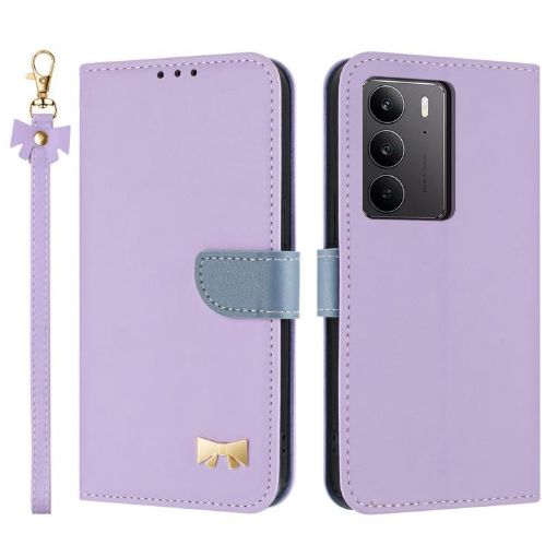 Realme C75 4G Global/P3x Purple Leather Phone Case with Hand Strap - 1