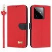 Realme GT7 5G Red Leather Phone Case with Metal Bow & Hand Strap - 1