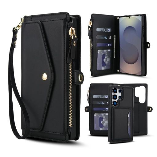 Samsung Galaxy S25 Ultra 5G Wallet Leather Phone Case with Lanyard - 1