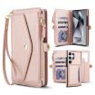 Samsung Galaxy S24 Ultra 5G Wallet Leather Case with Lanyard, Rose Gold - 1