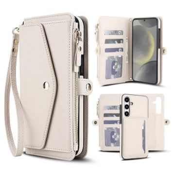 Samsung Galaxy S24 FE 5G Wallet Leather Phone Case with Lanyard - White - 1