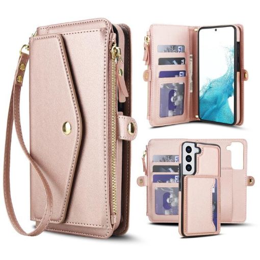 Samsung Galaxy S22+ 5G Wallet Case, Detachable Leather, Rose Gold - 1
