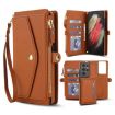 Samsung Galaxy S21 Ultra 5G Wallet Leather Phone Case with Lanyard Brown - 1