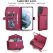 Samsung Galaxy S21 5G Red Leather Wallet Phone Case with Lanyard - 4