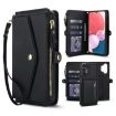 Samsung Galaxy A13 Wallet Case: Detachable Leather with Lanyard, Black - 1