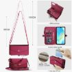 Samsung Galaxy A16 5G Red Leather Wallet Phone Case with Lanyard - 7