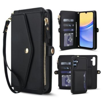 Samsung Galaxy A56 5G Wallet Leather Phone Case with Lanyard (Black) - 1
