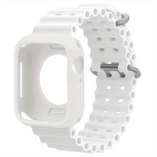 Apple Watch Series 10 46mm Ocean Silicone Band & Case - White - 1