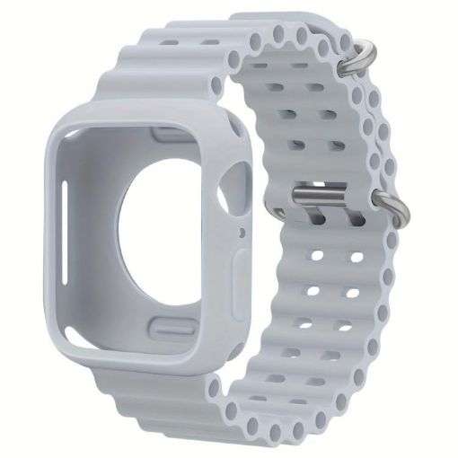 Apple Watch 44mm/45mm Ocean Silicone Band & Case (Grey) - 1