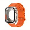 Apple Watch Series 10 42mm Orange Silicone Band with PC Case - 1