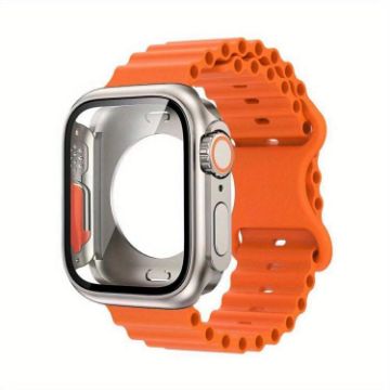 Apple Watch Series 10 42mm Orange Silicone Band with PC Case - 1