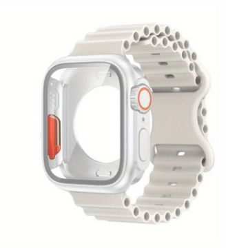 Apple Watch Series 10 42mm White Silicone Band with PC Case - 1