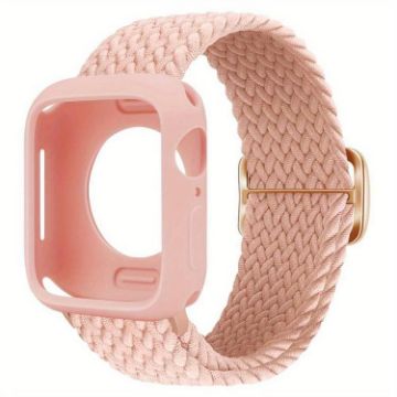 Apple Watch Series 10 46mm Pink Nylon Band with Silicone Case - 1